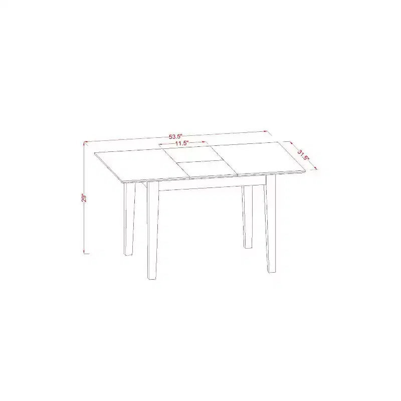 Ensemble de salle à manger 5 pièces table et chaises - Table rectangulaire en bois avec rallonge papillon – Sanzelize Design