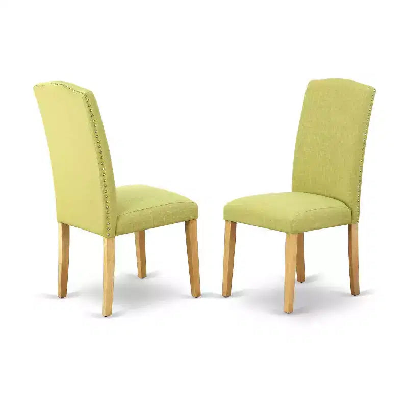 Ensemble de salle à manger scandinave 5 pièces: table rectangulaire et 4 chaises - Tissu en lin et pieds en chêne – Sanzelize Design