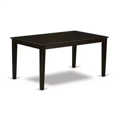 Table à manger rectangulaire 7 pièces avec plateau en bois massif finition cappuccino et 6 chaises – Sanzelize Design