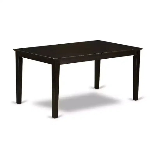 Table à manger rectangulaire 7 pièces avec plateau en bois massif finition cappuccino et 6 chaises – Sanzelize Design