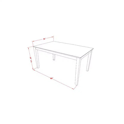 Table à manger rectangulaire 7 pièces avec plateau en bois massif finition cappuccino et 6 chaises – Sanzelize Design