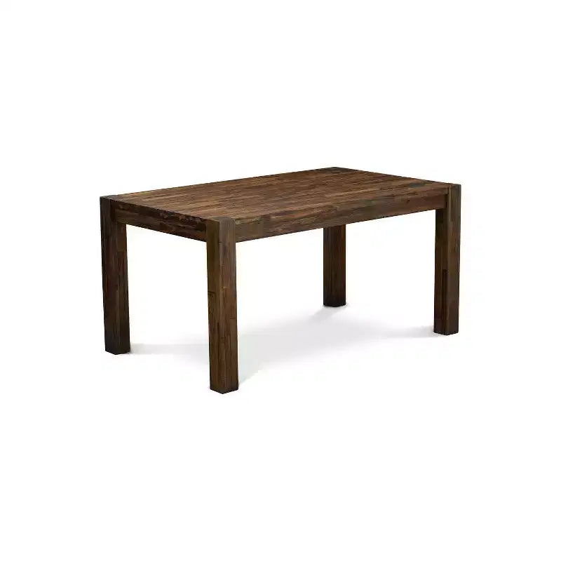 Table de salle à manger 7 pièces rectangulaire en bois massif finition jacobéen vieilli avec 6 chaises Parson – Sanzelize Design