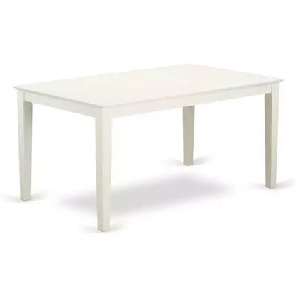 Table à manger 5 pièces rectangulaire avec plateau en bois massif finition lin blanc, 2 bancs et 2 chaises – Sanzelize Design