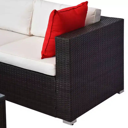 Ensemble de mobilier de jardin 5 pièces avec coussins, canapé d'extérieur en rotin tressé de polyéthylène – Sanzelize Design