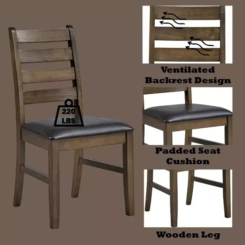 Ensemble de salle à manger 3 pièces Xelina en bois d'hévéa rustique avec table à abattants et chaises rembourrées – Sanzelize Design