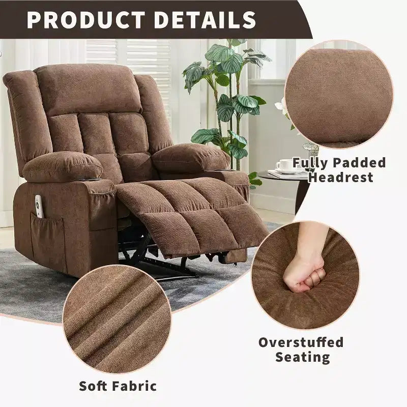 Fauteuil inclinable pivotant, fauteuil à bascule large avec massage chauffant, fauteuil à bascule simple à 3 positions – Sanzelize Design