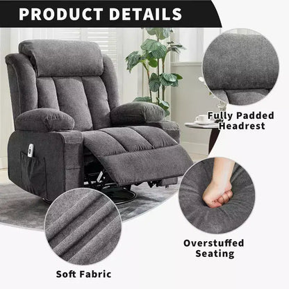 Fauteuil inclinable pivotant, fauteuil à bascule large avec massage chauffant, fauteuil à bascule simple à 3 positions – Sanzelize Design