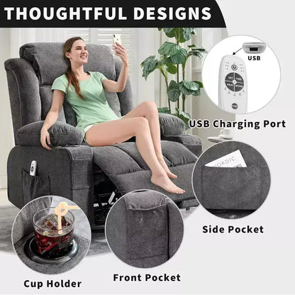 Fauteuil inclinable pivotant, fauteuil à bascule large avec massage chauffant, fauteuil à bascule simple à 3 positions – Sanzelize Design
