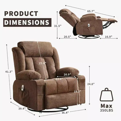 Fauteuil inclinable pivotant, fauteuil à bascule large avec massage chauffant, fauteuil à bascule simple à 3 positions – Sanzelize Design
