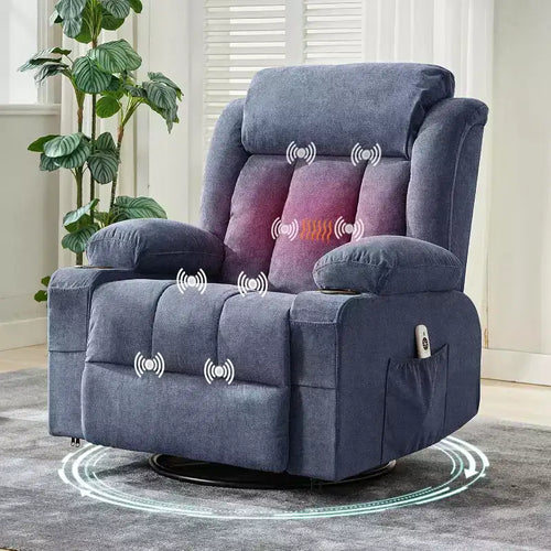Fauteuil inclinable pivotant, fauteuil à bascule large avec massage chauffant, fauteuil à bascule simple à 3 positions – Sanzelize Design