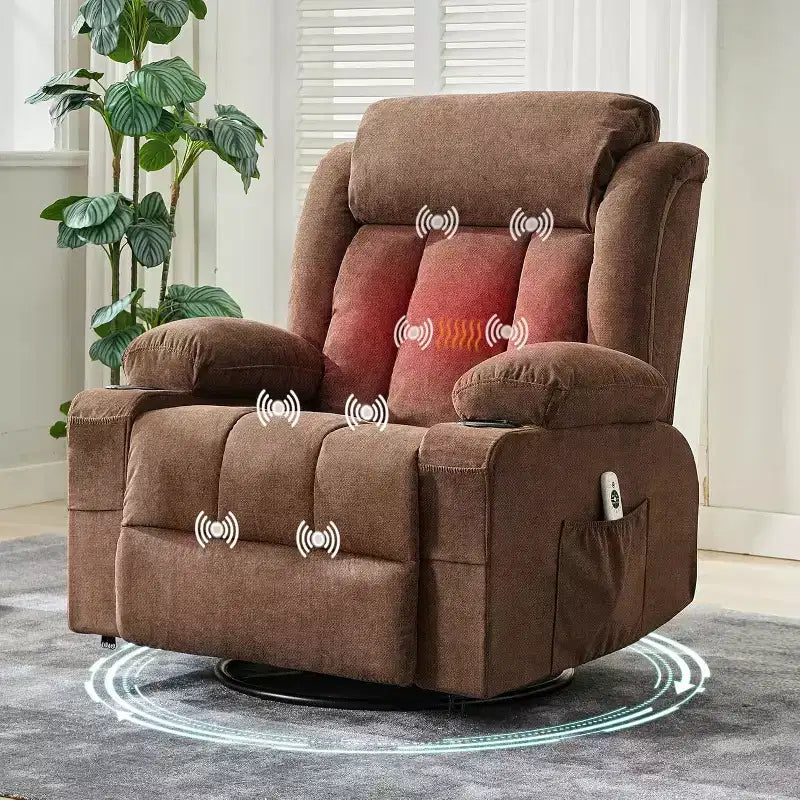Fauteuil inclinable pivotant, fauteuil à bascule large avec massage chauffant, fauteuil à bascule simple à 3 positions – Sanzelize Design