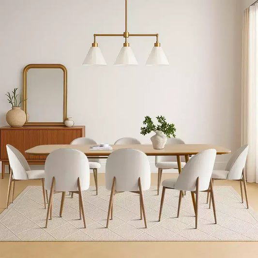 Ensemble de salle à manger extensible 9 pièces, table extensible 240 cm aspect bois et 8 chaises confortables à dossier – Sanzelize Design