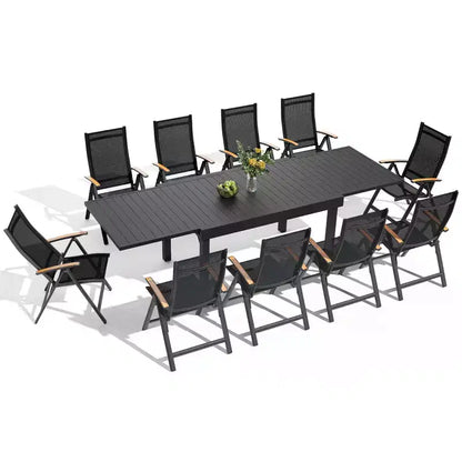 Ensemble de salle à manger d'extérieur extensible avec cadre en aluminium et fauteuils de salle à manger pliants – Sanzelize Design