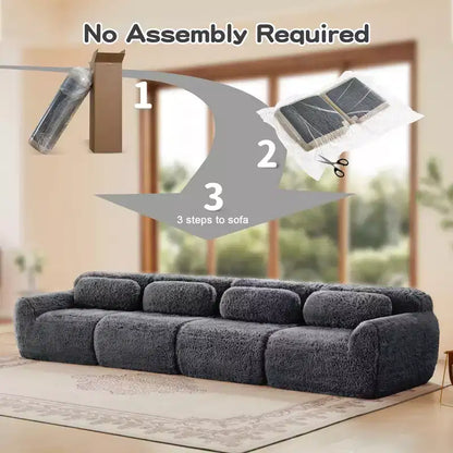 Canapé en peluche douce désossé de 378 cm, éponge HD 32D, conception ergonomique, emballage sous vide, combinaison libre – Sanzelize Design