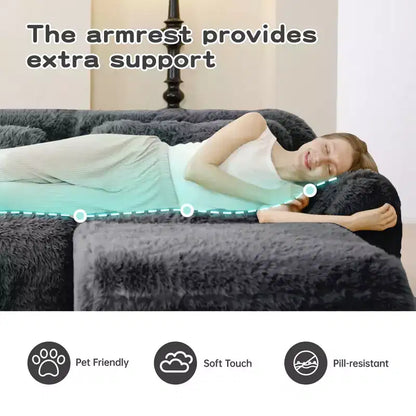 Canapé en peluche douce désossé de 378 cm, éponge HD 32D, conception ergonomique, emballage sous vide, combinaison libre – Sanzelize Design