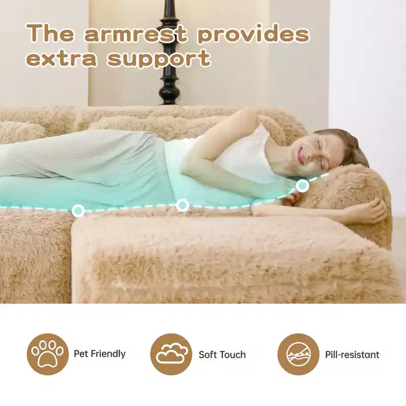 Canapé en peluche douce désossé de 378 cm, éponge HD 32D, conception ergonomique, emballage sous vide, combinaison libre – Sanzelize Design