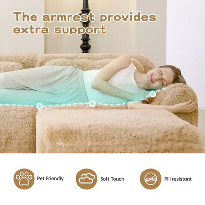 Canapé en peluche douce désossé de 378 cm, éponge HD 32D, conception ergonomique, emballage sous vide, combinaison libre – Sanzelize Design