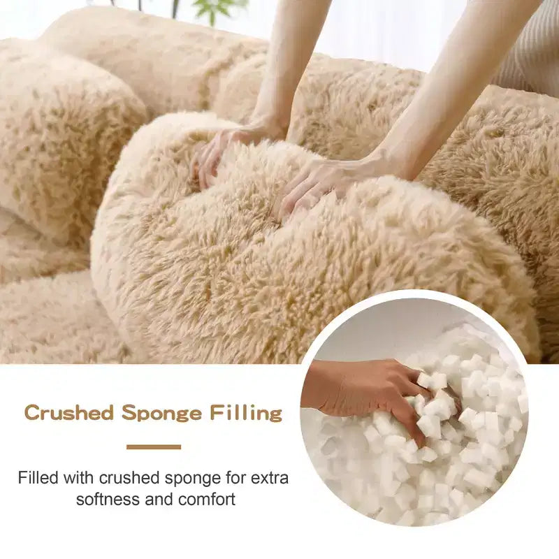 Canapé en peluche douce désossé de 378 cm, éponge HD 32D, conception ergonomique, emballage sous vide, combinaison libre – Sanzelize Design