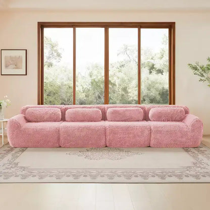 Canapé en peluche douce désossé de 378 cm, éponge HD 32D, conception ergonomique, emballage sous vide, combinaison libre – Sanzelize Design