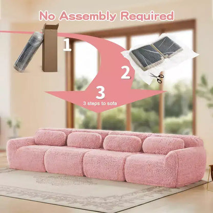 Canapé en peluche douce désossé de 378 cm, éponge HD 32D, conception ergonomique, emballage sous vide, combinaison libre – Sanzelize Design