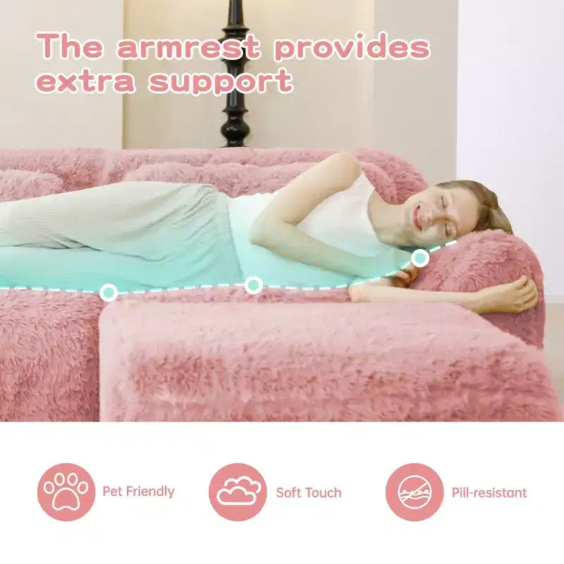 Canapé en peluche douce désossé de 378 cm, éponge HD 32D, conception ergonomique, emballage sous vide, combinaison libre – Sanzelize Design