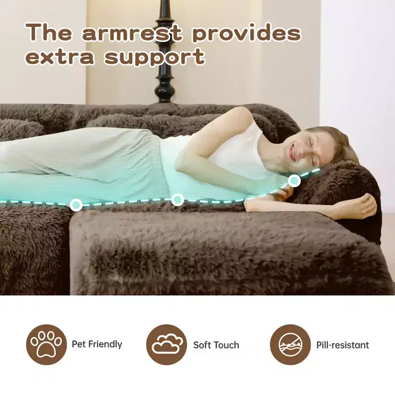 Canapé en peluche douce désossé de 378 cm, éponge HD 32D, conception ergonomique, emballage sous vide, combinaison libre – Sanzelize Design
