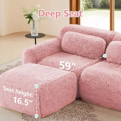 Canapé en peluche douce désossé de 378 cm, éponge HD 32D, conception ergonomique, emballage sous vide, combinaison libre – Sanzelize Design