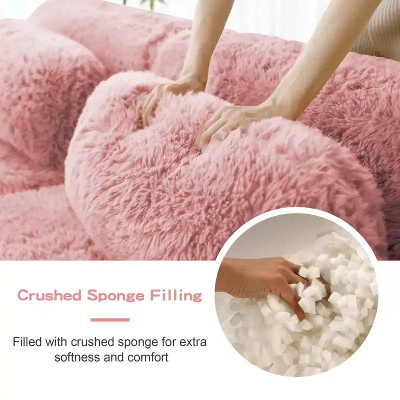 Canapé en peluche douce désossé de 378 cm, éponge HD 32D, conception ergonomique, emballage sous vide, combinaison libre – Sanzelize Design