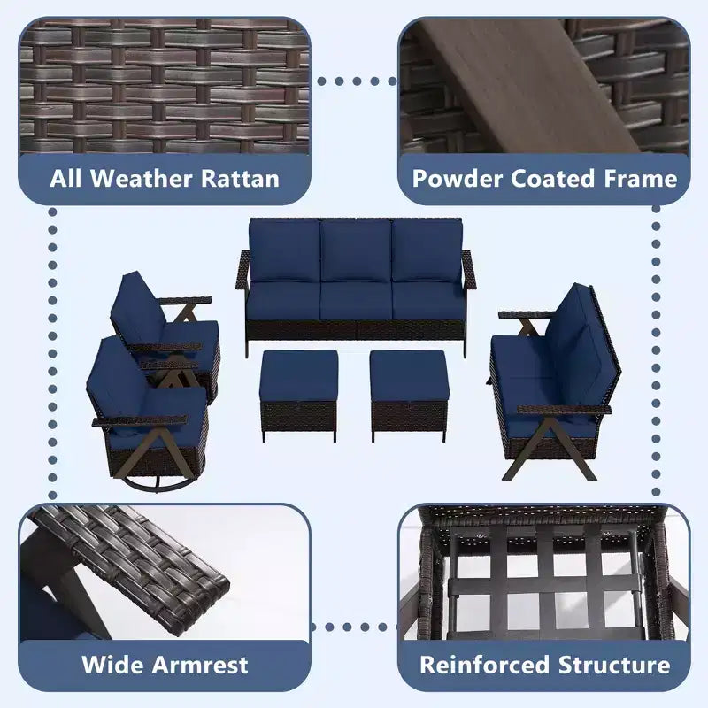 Ensemble de sièges d'extérieur Premium: canapé 3 places, double méridienne – Sanzelize Design