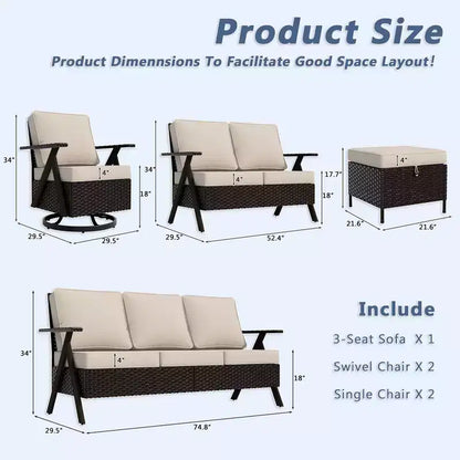 Ensemble de sièges d'extérieur Premium: canapé 3 places, double méridienne – Sanzelize Design
