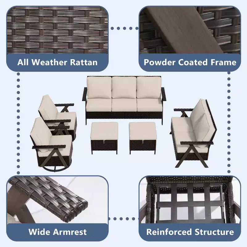 Ensemble de sièges d'extérieur Premium: canapé 3 places, double méridienne – Sanzelize Design
