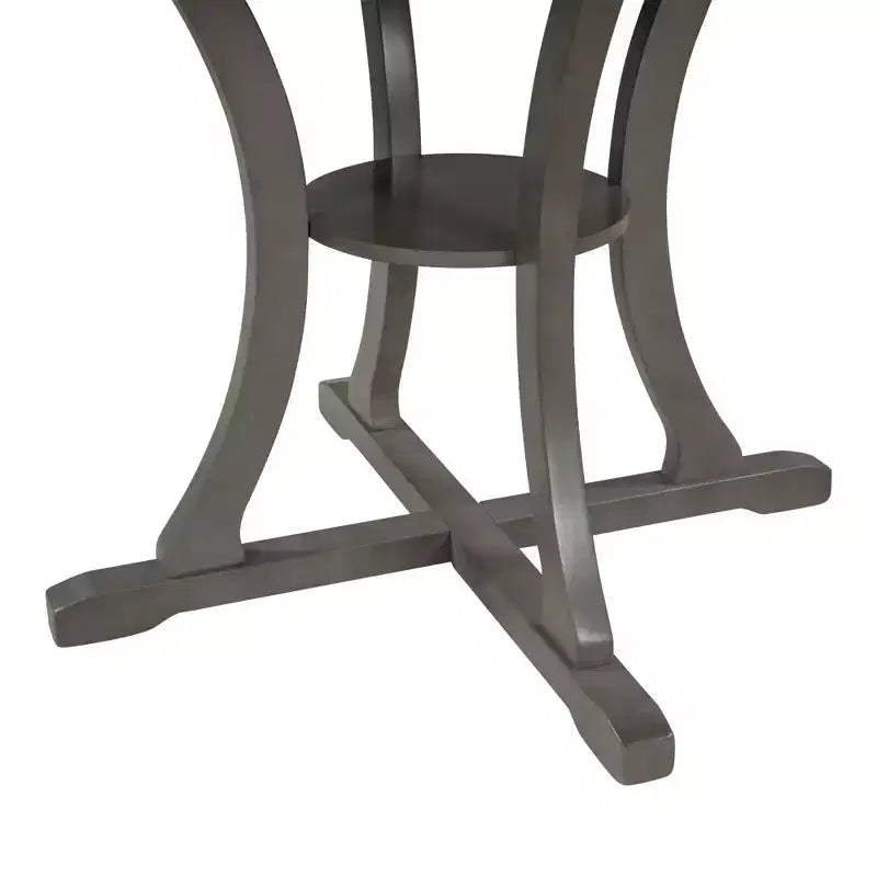 Ensemble de salle à manger rond 5 pièces en bois avec pieds de forme spéciale et dossier de chaise évidé au design – Sanzelize Design
