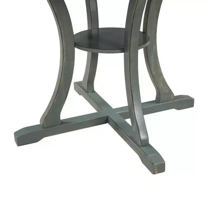 Ensemble de salle à manger rond 5 pièces en bois avec pieds de forme spéciale et dossier de chaise évidé au design – Sanzelize Design