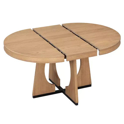 Ensemble de salle à manger rond extensible de ferme pour 4 personnes, table de cuisine ronde en bois avec rallonge – Sanzelize Design