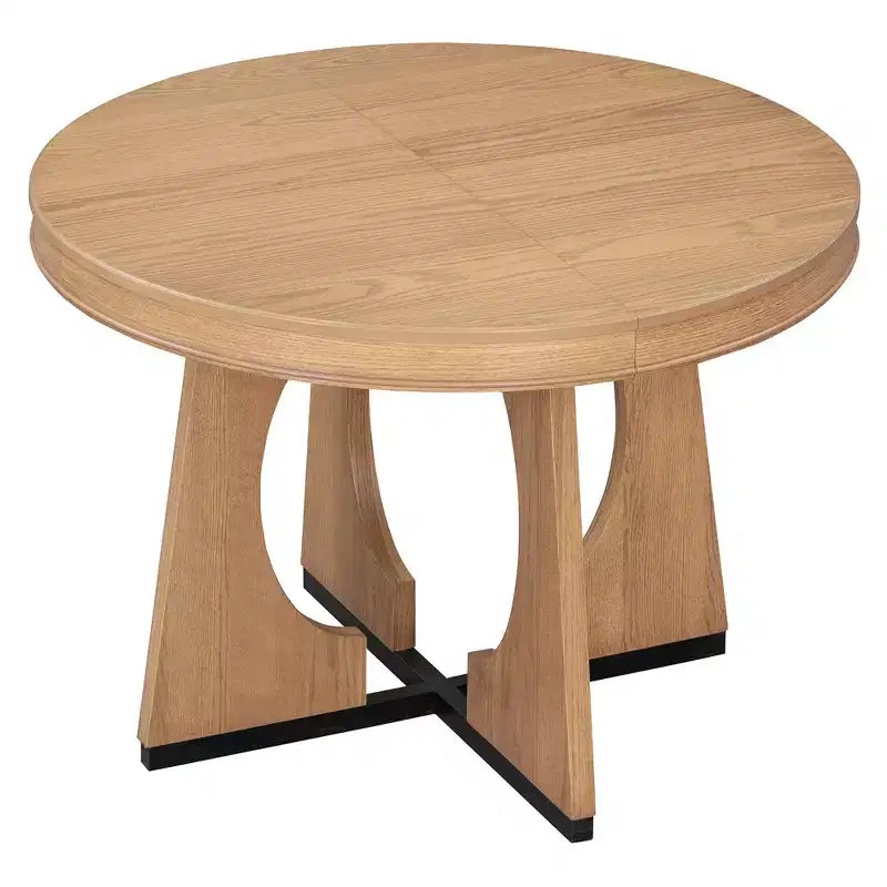 Ensemble de salle à manger rond extensible de ferme pour 4 personnes, table de cuisine ronde en bois avec rallonge – Sanzelize Design