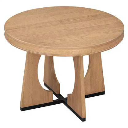 Ensemble de salle à manger rond extensible de ferme pour 4 personnes, table de cuisine ronde en bois avec rallonge – Sanzelize Design
