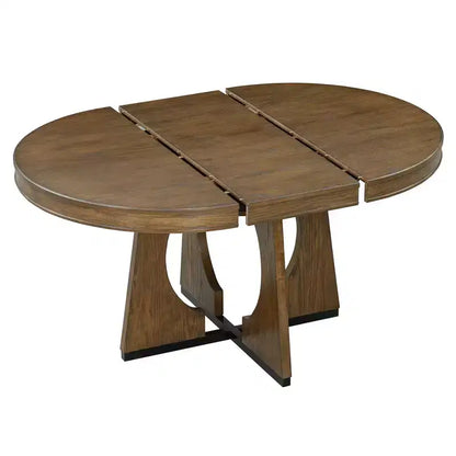 Ensemble de salle à manger rond extensible de ferme pour 4 personnes, table de cuisine ronde en bois avec rallonge – Sanzelize Design