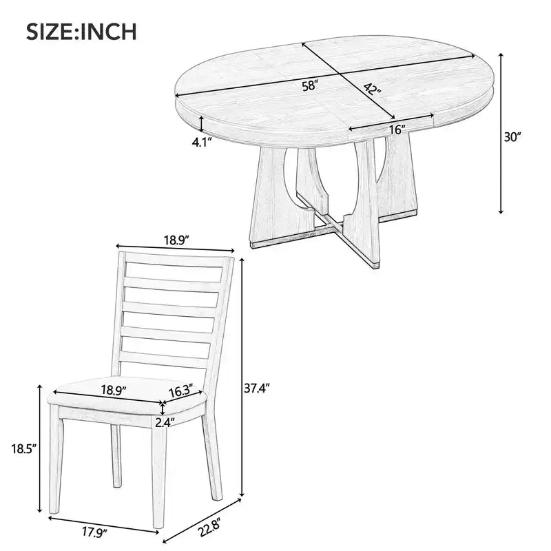 Ensemble de salle à manger rond extensible de ferme pour 4 personnes, table de cuisine ronde en bois avec rallonge – Sanzelize Design
