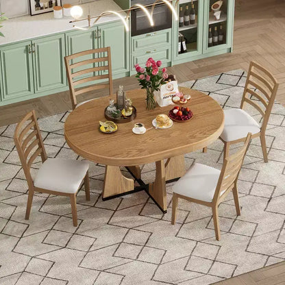 Ensemble de salle à manger rond extensible de ferme pour 4 personnes, table de cuisine ronde en bois avec rallonge – Sanzelize Design