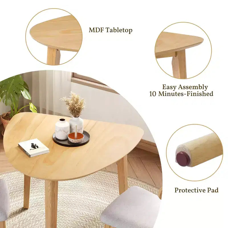 Ensemble de table moderne 3 pièces Delgado avec 2 chaises en bois courbé – Sanzelize Design