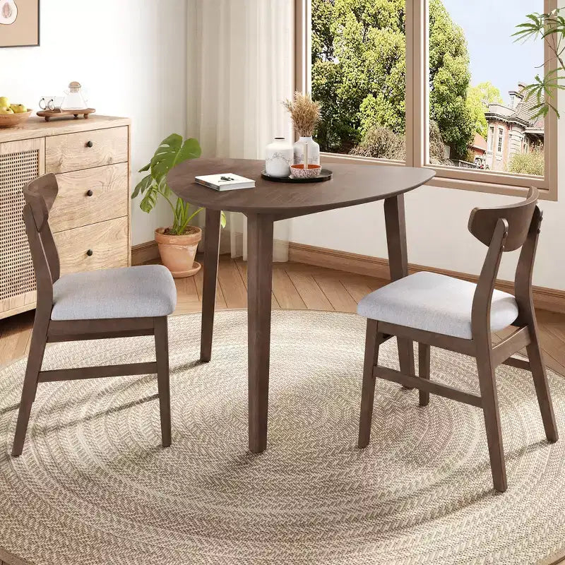 Ensemble de table moderne 3 pièces Delgado avec 2 chaises en bois courbé – Sanzelize Design