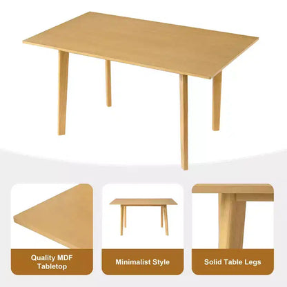 Crawford – Ensemble salle à manger moderne 5 pièces – Table rectangulaire en bois massif et chaises rembourrées en lin – Sanzelize Design
