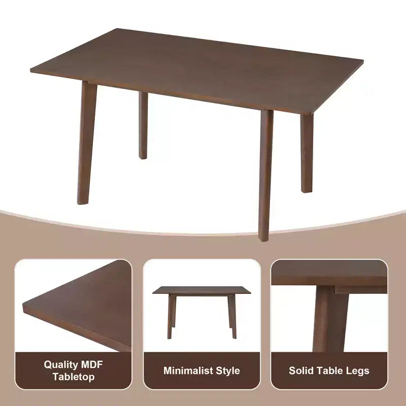 Crawford – Ensemble salle à manger moderne 5 pièces – Table rectangulaire en bois massif et chaises rembourrées en lin – Sanzelize Design