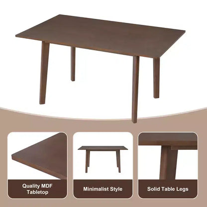 Crawford – Ensemble salle à manger moderne 5 pièces – Table rectangulaire en bois massif et chaises rembourrées en lin – Sanzelize Design