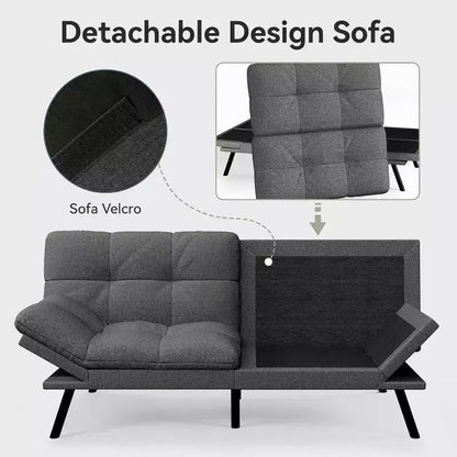Canapé-futon 180 cm en mousse à mémoire de forme avec coussin détachable, canapé-lit futon convertible – Sanzelize Design