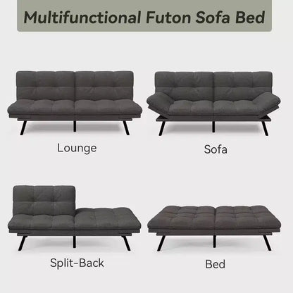 Canapé-futon 180 cm en mousse à mémoire de forme avec coussin détachable, canapé-lit futon convertible – Sanzelize Design