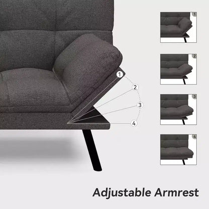 Canapé-futon 180 cm en mousse à mémoire de forme avec coussin détachable, canapé-lit futon convertible – Sanzelize Design