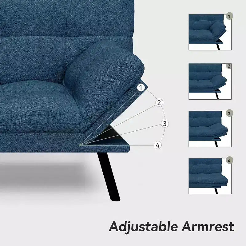 Canapé-futon 180 cm en mousse à mémoire de forme avec coussin détachable, canapé-lit futon convertible – Sanzelize Design