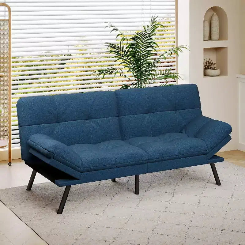 Canapé-futon 180 cm en mousse à mémoire de forme avec coussin détachable, canapé-lit futon convertible – Sanzelize Design