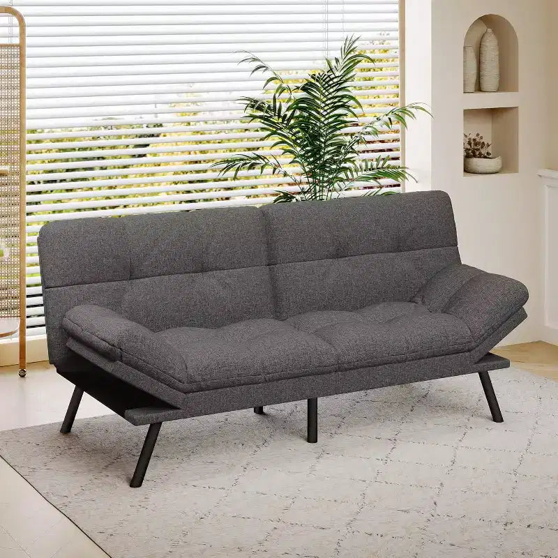 Canapé-futon 180 cm en mousse à mémoire de forme avec coussin détachable, canapé-lit futon convertible – Sanzelize Design